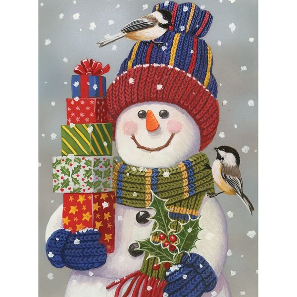 Bits and Pieces - 300 Large Piece Jigsaw Puzzle for Adults - Snowman with Presents - Snowman Christmas Puzzle - by Artist William Vanderdasson - 300 pc Jigsaw