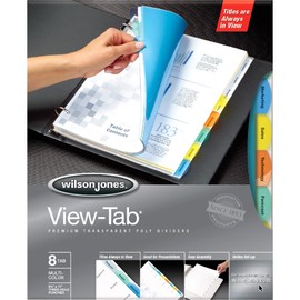 Wilson Jones View-Tab Transparent Dividers, 8 Square Tabs, Letter Size, Multi-Color (W55067) 8/Set