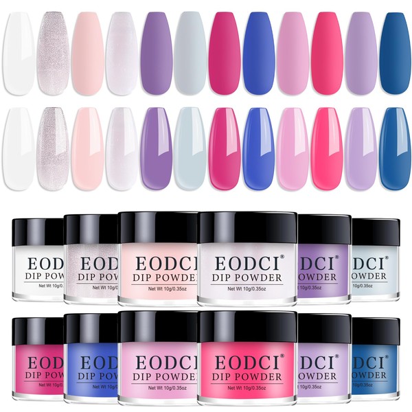 EODCI Nagel Dip Pulver Set, 12 Farben Valentinsnagelkunst Starter Maniküre