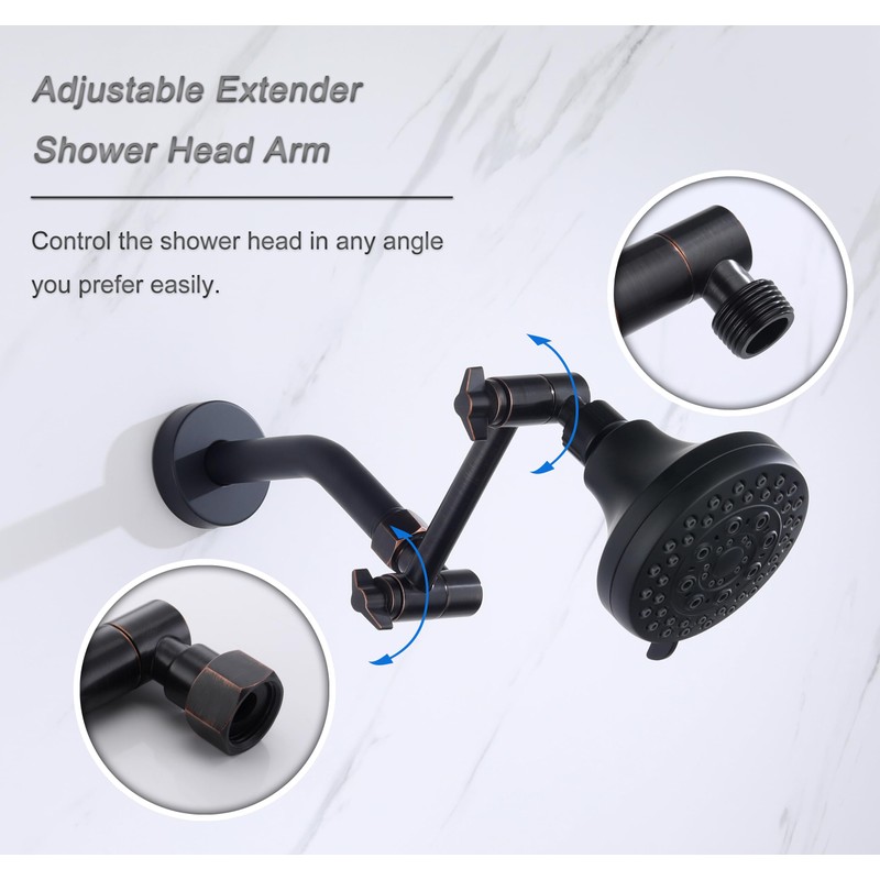 Senhozi Oil Rubbed Bronze Shower Head Extension Arm 4 Inch,