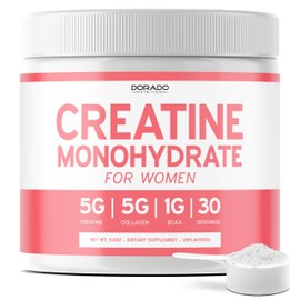 Creatine for Women | Creatine Monohydrate Powder + 5000mg Collagen + 1000mg BCAA 2:1:1 Powder (30 Serving) Supports Glutes, Lean Muscles, Recovery, Energy & Stamina - Non-GMO, Gluten Free - USA Made
