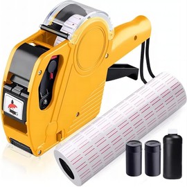 CMGB Etiquetadora, Etiquetadora de Precios, Manual De 8 Digitos Y 5000 Etiqueta, Pistola de Etiquetado de Precios para el Hogar Supermercado, Tienda Minorista, Tienda de Comestibles (Amarillo)