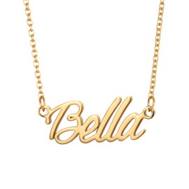 Aoloshow Bella Name Necklace Gold Initial Letter Necklace Jewelry for Best Friend