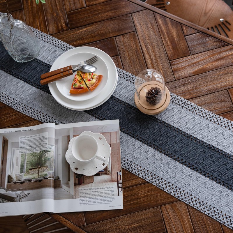 Weldomcor Macrame Table Runners Woven Rustic Table Runner Cotton Linen