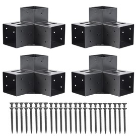 AXWHYS 4x4 Pergola Brackets(Actual:3.5"x3.5") 3 Way Right Angle Corner Bracket, DIY Pergola Kit with Black Powder Coated Support Gazebos, Patio Pergolas Log Cabin Outdoor Pergola Hardware