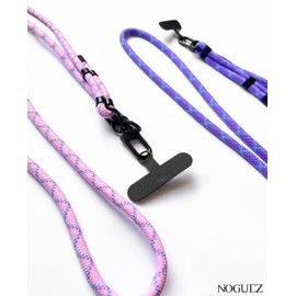 Noguez. Cordón para Teléfono Celular, Cordón Universal para Teléfono Móvil, Correa Ajustable para el Cuello, 2 Cordones en Diferente Color. (Púrpura y Rosa)
