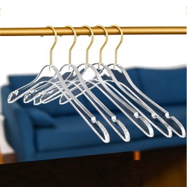 Besser 15Pack Acrylic Hangers with Gold,Acrylic Clear Hangers,Premium Crystal Dress Hangers Swivel Gold Hook Luxurious Shiny Clothes Hangers(Clear-Style B)