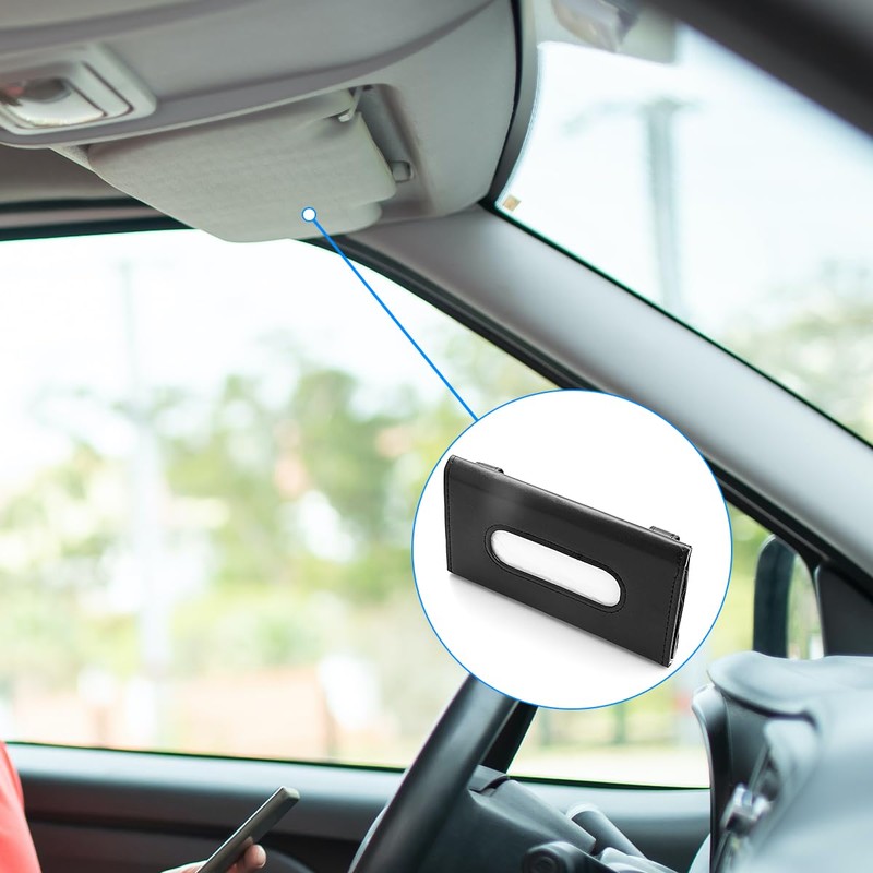 Car Sun Visor Tissue Holder, GLADFRESIT PU Leather Sun Visor