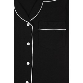 Womens Black Super Soft Short Pyjamas Ladies Nightwear Pj Set (12-14)