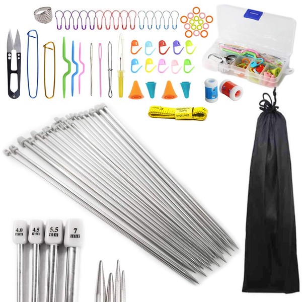Anyasen 80 Pieces Knitting Accessories, Knitting Needles Stainless Steel Knitting Needles for Beginners or Casual Work