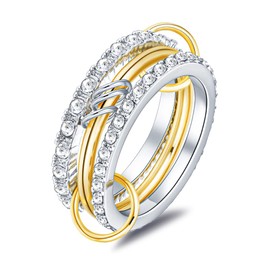 COLOYAN Gold Stackable Rings for Women 14K Gold Plated Cubic Zirconia Ring Multi Ring Stylish Knuckle Gold Silver Mixed Rings