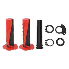 Motoforti 7/8" 22mm 15/16" 24mm Motorcycle Hand Grips Cover Kit Rubber Handlebar Grip Red 1 Set Spacer Grid Pattern