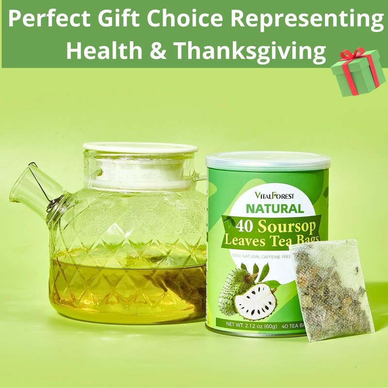 40 Soursop Leaves Tea Bags, Dried Soursop Graviola Leaves Tea,