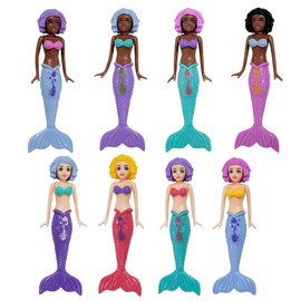 YONEEKSS 8PCS Mermaid Swimming Pool Toys for Kids, Diving Toys for Underwater Games, Colourful Bath Toys with Storage Box, Paddling Pool Toys for Boys Girls (Multi-Coloured, Random)