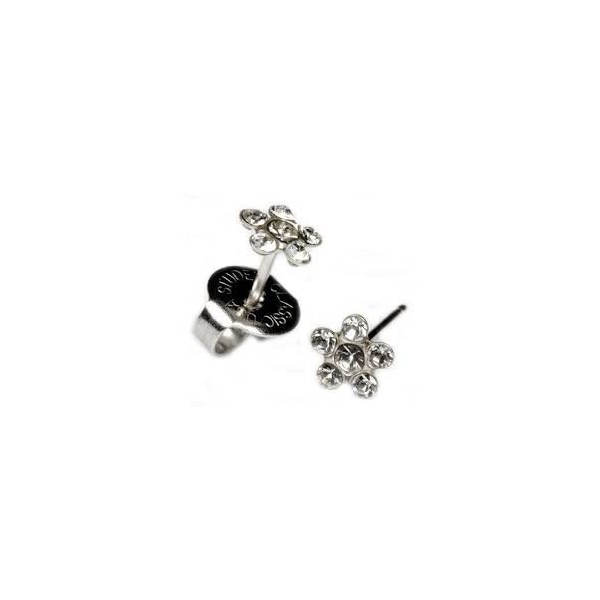 New Silver Personal Piercer April Crystal Daisey Ear Piercing Earrings Studex System 75