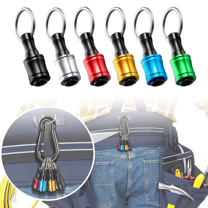 ieron 6Pcs Hex Shank Bits Holder Keychain, 1/4 inch Aluminum
