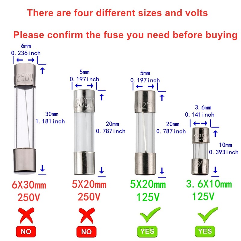 BOJACK Christmas Light fuses 5x20mm 125V 1A 2A 3A 4A