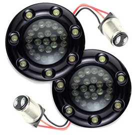 Eagle Lights 2â Bullet Rear LED Turn Signals w/Running and Brake Lights LED Ring Covers for Harley Davidson - (2) Rear Turn Signals