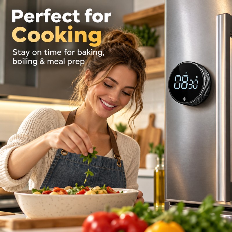 Magnetic Mechanical Kitchen Timer – Battery-Free Rotary Countdown Timer with