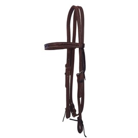 HR Saddlery Hot Oil Equine Western Headstall with Browband and Swirl Tooling
