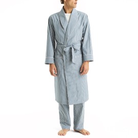 Nautica Sustainably Crafted Striped Robe, Ensign Blue, L/XL