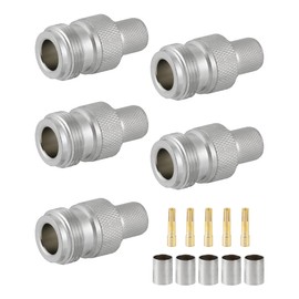 Vecys 5pcs N Female Connector 50 Ohm N Female Crimp RF Coaxial Connector N Female Socket Adapter for LMR400 Belden 9913 RG8 RF Coaxial Cable
