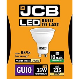 JCB 3w = 35w / 5w = 50w LED GU10 100deg 3000k (Warm) / 6500k (Daylight) (3w (35w), 3000k (Warm White))
