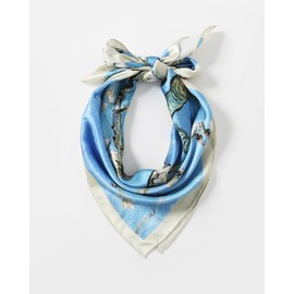 Jeelow 100 bufandas de seda de morera real de 35 x 35 pulgadas cuadrado chal envoltura para el cabello de las mujeres, Azul (China Blue), Talla única