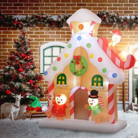 7FT Giant LED-Lit Gingerbread House Christmas Inflatable Blow-Up for Indoor & Outdoor Yard Decor Holiday Blow-Up DecorationTitle: Default Title