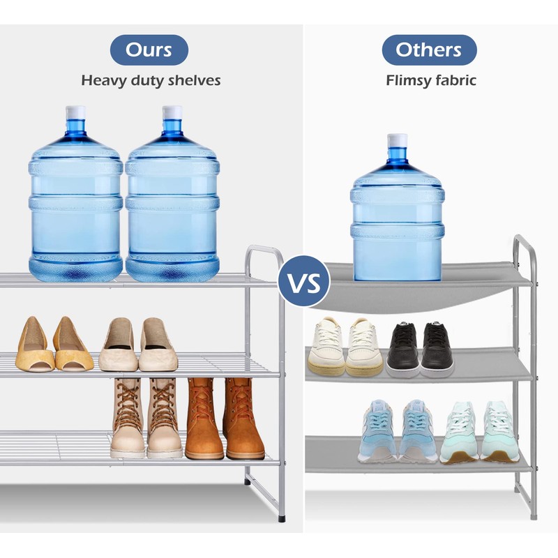 KEETDY 3-Tier Long Shoe Rack for Closet Metal Shoe Organizer