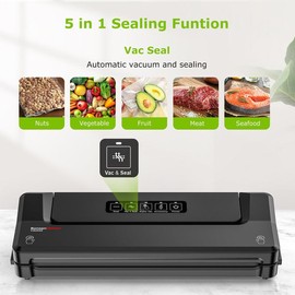 Bonsenkitchen VS2000 Vacuum Sealer for Wet and Dry Food Modes, Black