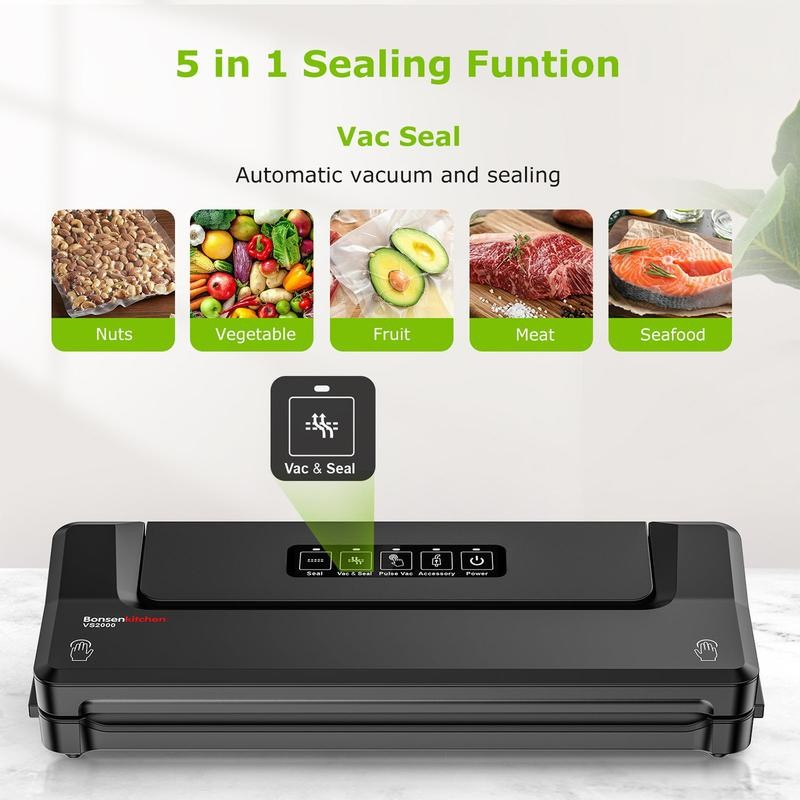 Bonsenkitchen VS2000 Vacuum Sealer for Wet and Dry Food Modes,