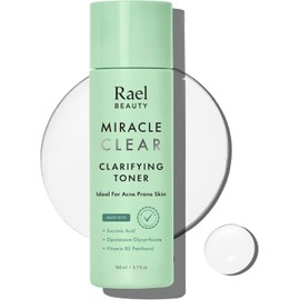Rael Miracle Clear Clarifying Toner for Face - Acne Prone Sensitive & Oily Skin, Pore-Refining, Korean Skincare, Succinic Acid, Vitamin B5, Vegan, Cruelty Free (150ml)