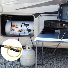 1/4" RV Propane Quick Connect Adapter for Propane Hose, Quick Connect or Disconnect Kit Fitting Shutoff Valve and Full Flow Plug 1/4" Male NPT 1/4 Inch Female NPT for RV,Trailer,BBQ
