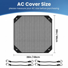 26'' x 26'' Central Air Conditioner Cover for Outside Units - Breathable Mesh AC Cover, Universal Defender for Outdoor AC Condenser & Heat Pump