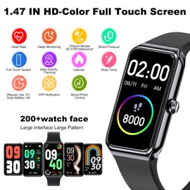 Fitness Tracker with 24/7 Heart Rate,104 Sports Modes,Blood Oxygen Blood Pressure Sleep Monitor,IP68 Waterproof Step Calorie Counter Pedometer Activity Trackers for Android&iPhone Women Men (Black)