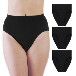 Wearever 3-Pack Women's Black Smooth and Silky Seamless High Leg - Light Absorbency (0.25 Cup) - Incontinence Panties S/M (Fits Hip Sizes: 36-38")
