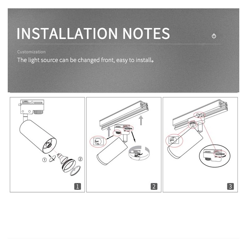 BlueLeon Ceiling Spotlight for Rail System BL-2WT, Black