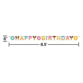 Creative Converting Donut Happy Birthday Ribbon Banner Party Supplies, Multicolor 6" x 8.5'