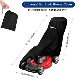 Outdoors Lawn Mower Cover Waterproof Heavy Duty Push Lawn Mower Covers Storage Tear-Resistant, UV Protection Universal Fit with Drawstring & Cover Storage Bag, Waterproof Lawnmower Covers for Outdoor