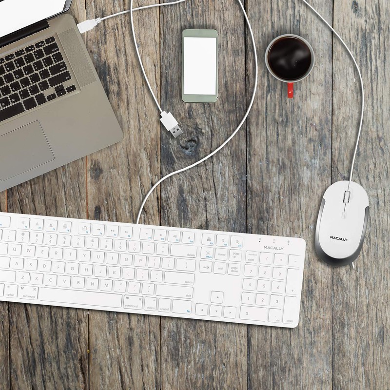 Macally DYNAMOUSE-W USB Optical Silent Click Mouse With 2 Buttons,