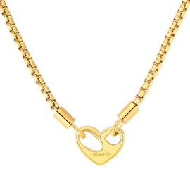 SweYone Gold Heart Necklace for Women | Gold Square Body-Shaped Necklace | 18K Gold-Plated Small Pendant Love Heart Necklace, Gold Tiny Floating Heart Necklace for Her Jewelry Gifts for Women