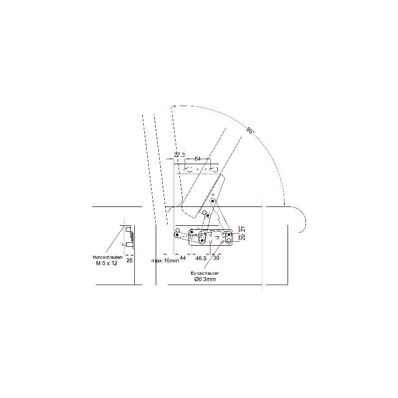 ToniTec 2 x flap fittings, folding hinge, chest fitting, folding