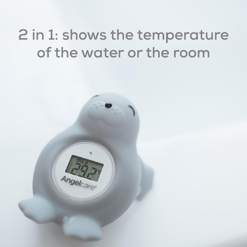 Angelcare Bath and Room Thermometer - Happy Seal, Grey, One