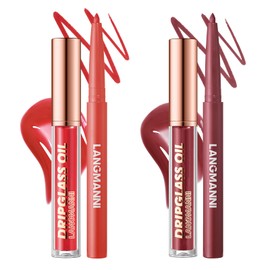 Jolilab Matte Lip Liner Lip Oil Set, Lip Makeup Set Natural Smooth Long-Lasting And Hydrating Beauty Daily Cosmetics Gift for Girls Easy-to-Use(4pcs)