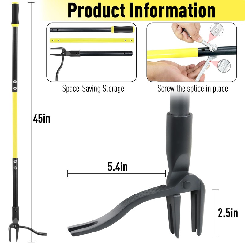 Weed Puller Tool Stand Up Heavy Duty, 45" Weed Remover