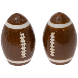 Boston International Football Season Super Bowl Party Ceramic Salt & Pepper Shakers, Set of 2, Football Fever