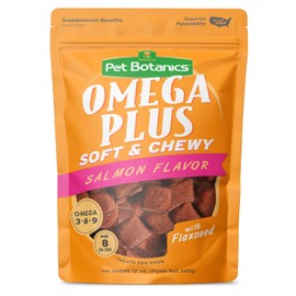 Pet Botanics 12 oz. Pouch Omega Plus, Soft & Chewy, Salmon Flavor, with 500 Treats Per Bag, The Choice of Top Trainers