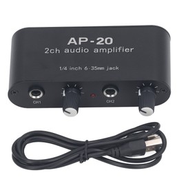2CH Sound Amp Preamplifier Balanced Input 1/4in 6.5mm Gain Independent Adjustment 0‑20db Preamp