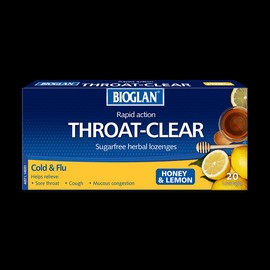 Bioglan Throat Clear Honey & Lemon 20 Lozenges